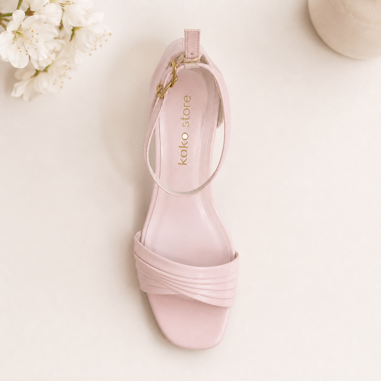 Luna Sculpt Heel Sandals – Blush Pink