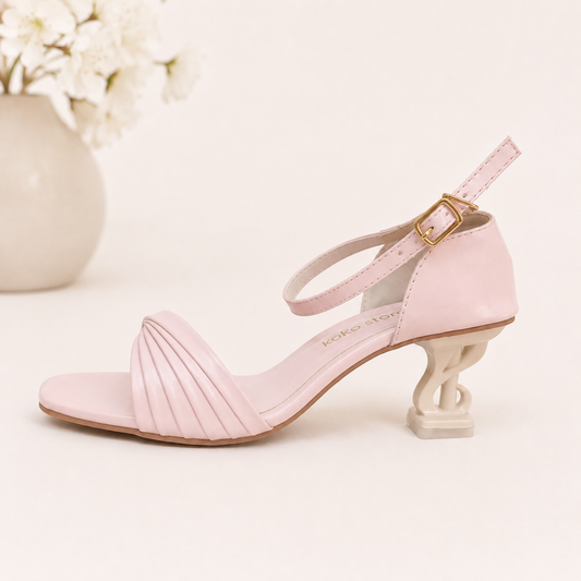 Luna Sculpt Heel Sandals – Blush Pink
