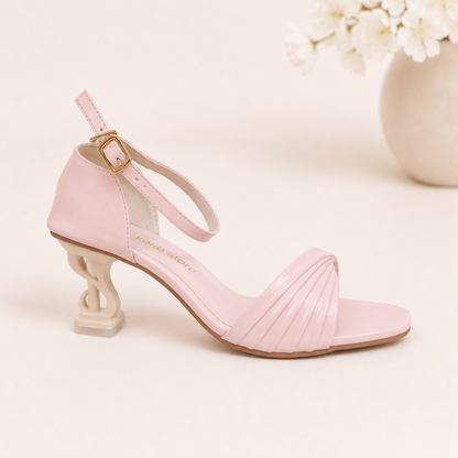 Luna Sculpt Heel Sandals – Blush Pink